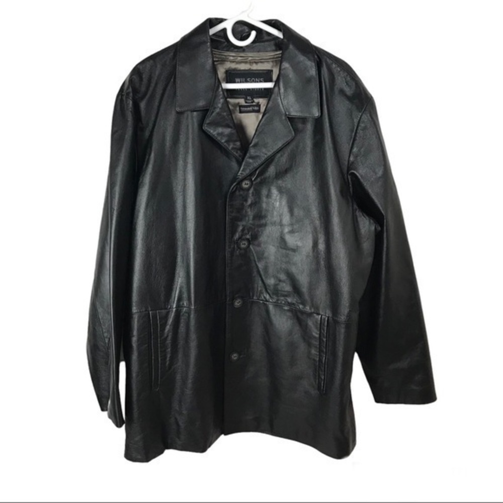 Wilsons Black Leather Button Up thinsulate motorcycle Jacket Coat men’s XL